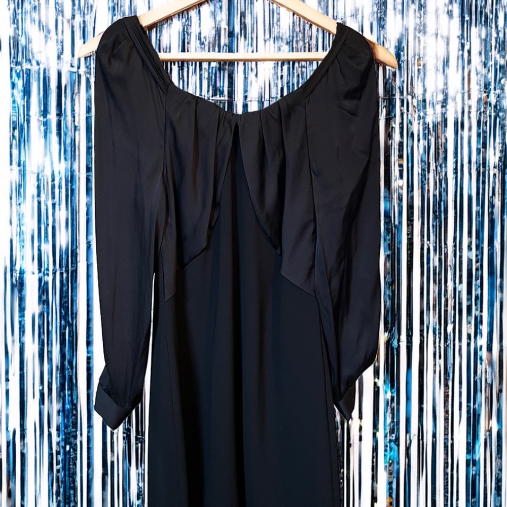 ELIE TAHARI BLACK SILK MIRA OPEN SLEEVE COCKTAIL FORMAL DRESS SIZE 8